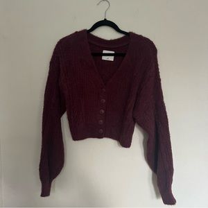 Abercrombie Burgandy Crop Cardigan
